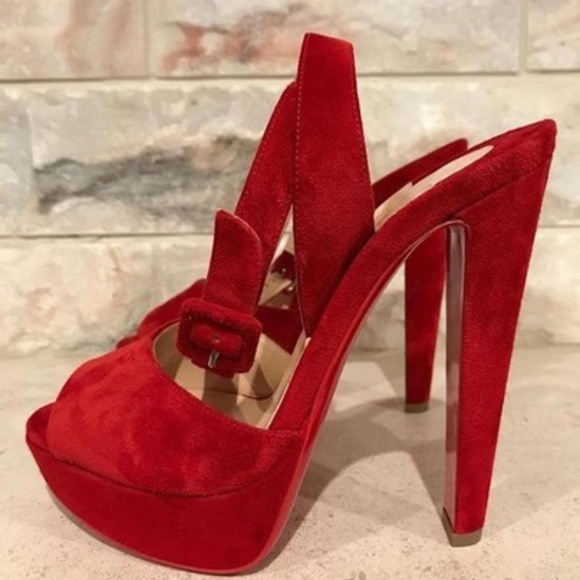 Red Louloudancing 140 Ankle Strap Heel Pumps - Picture 3 of 5